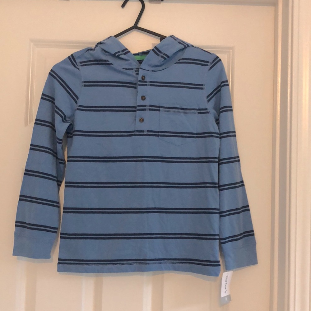 Carters striped t-shirt with hood - size 8 - NWT